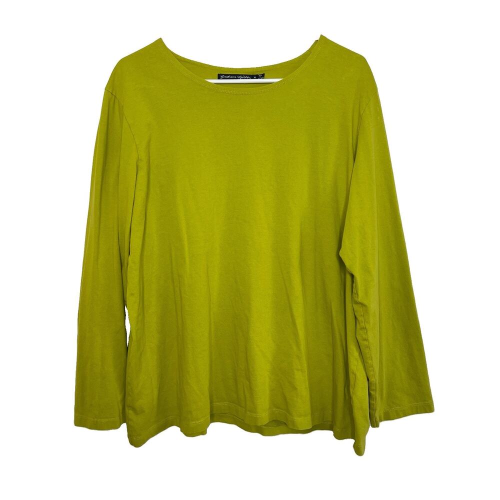 Gudrun Sjoden Chartreuse Green Top Long Sleeve Organic Cotton Lagenlook XL Af26